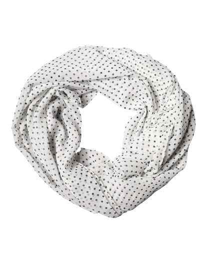 White Polka Dot Polyester Shawl Scarf