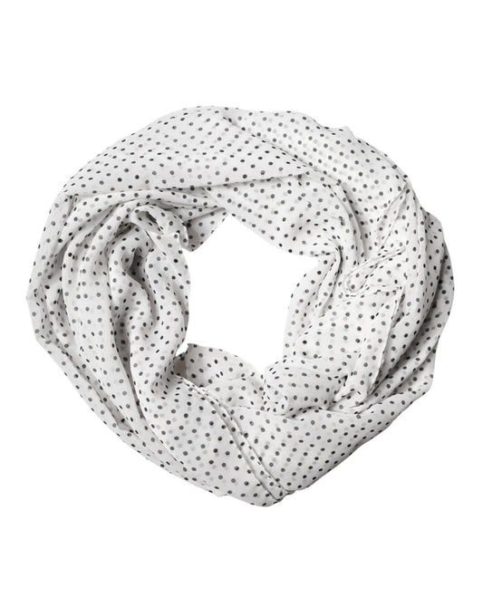 White Polka Dot Polyester Shawl Scarf
