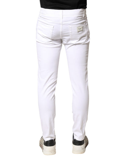 White Cotton Stretch Skinny Denim Men Jeans