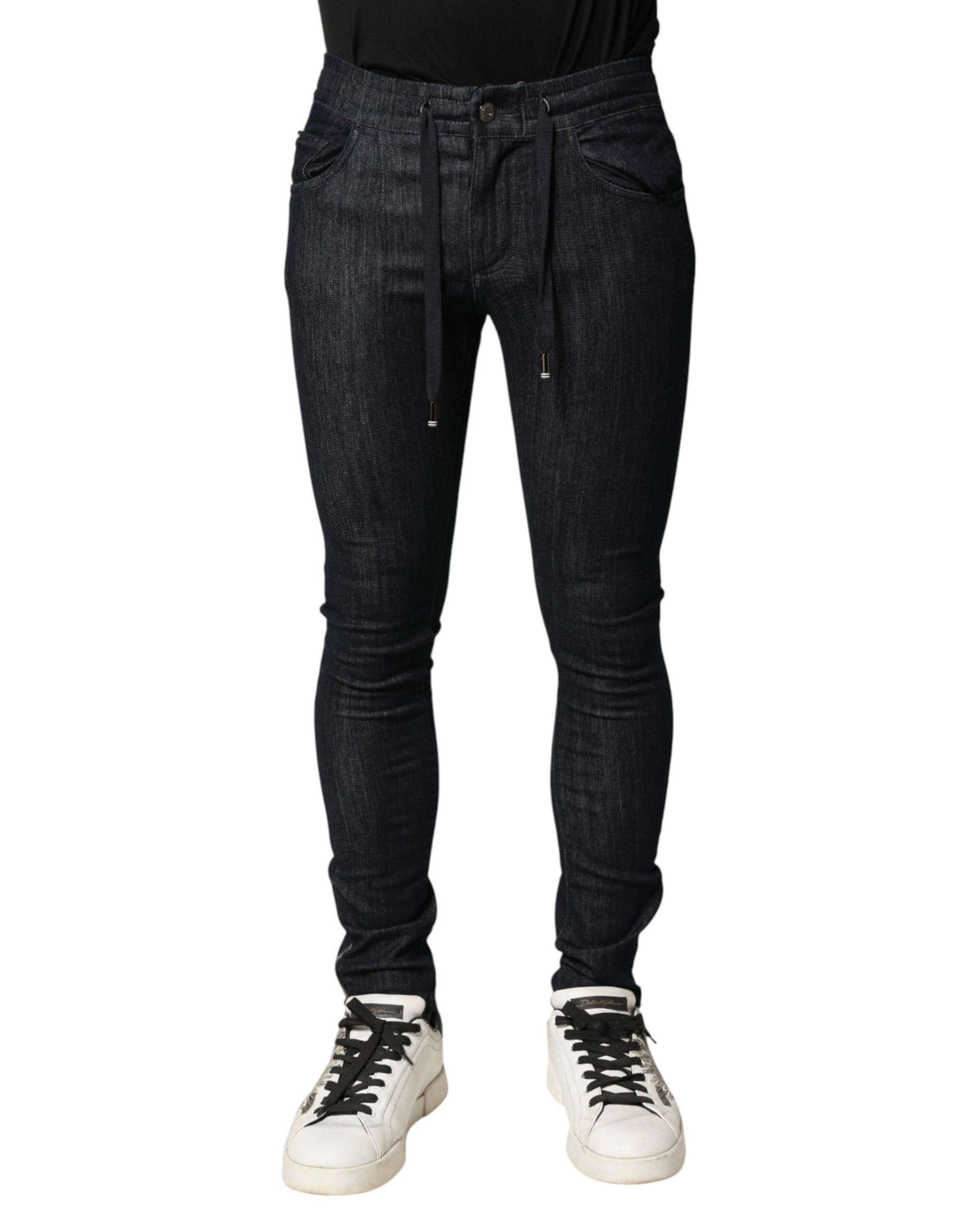 Black Cotton Stretch Skinny Denim Men Jeans