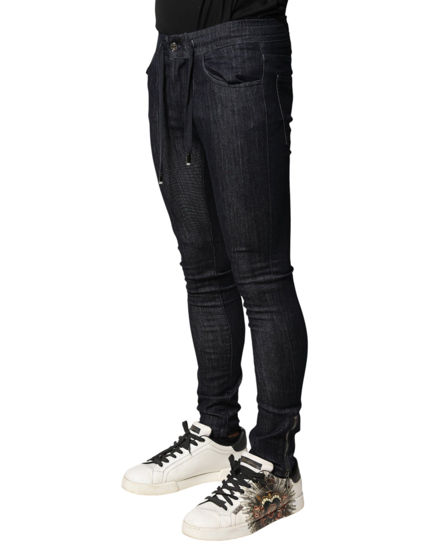Black Cotton Stretch Skinny Denim Men Jeans