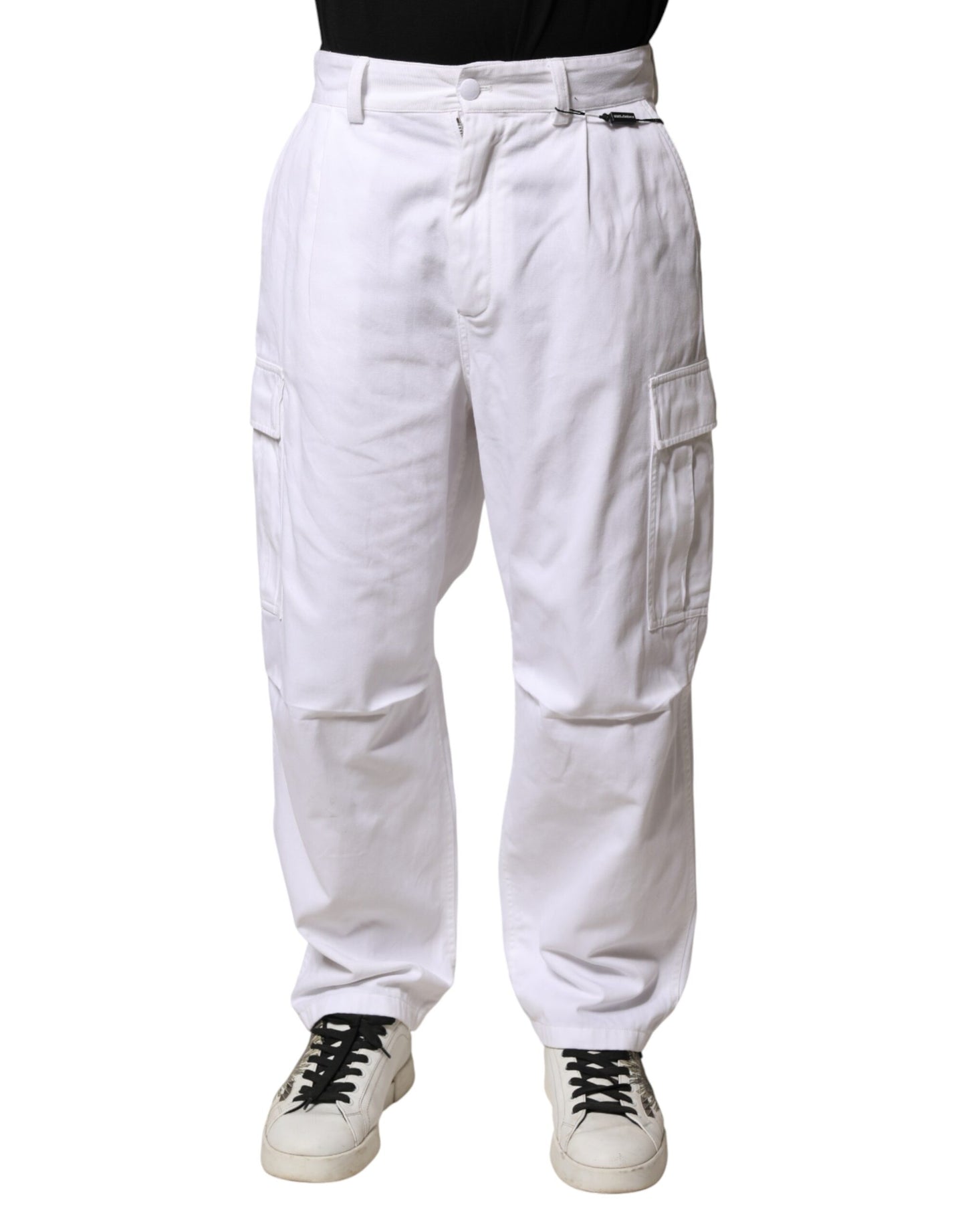 White Cotton Men Cargo Denim Trouser Jeans