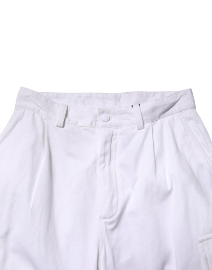 White Cotton Men Cargo Denim Trouser Jeans