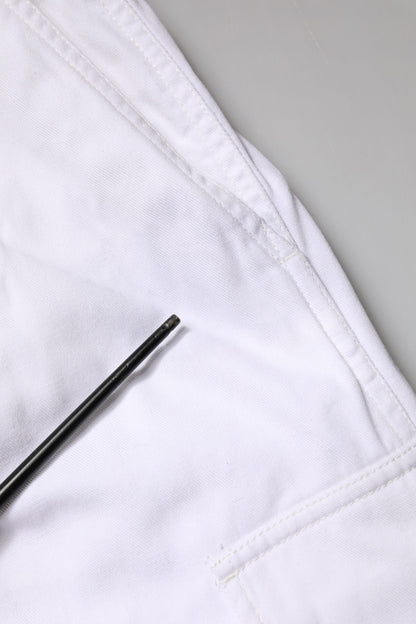 White Cotton Men Cargo Denim Trouser Jeans