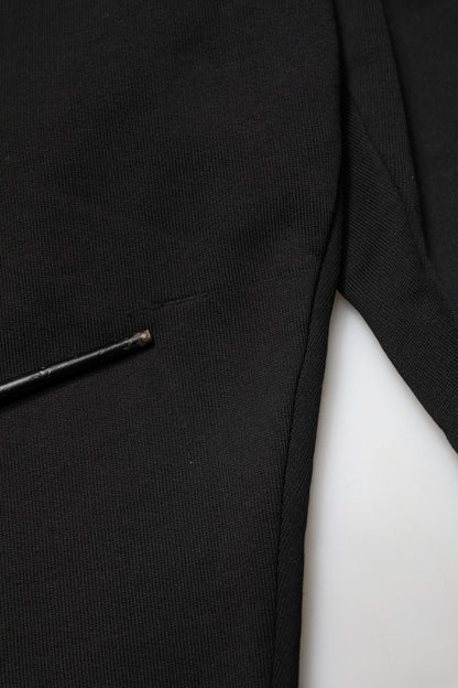 Black Cotton Mid Waist Jogger Trousers Pants