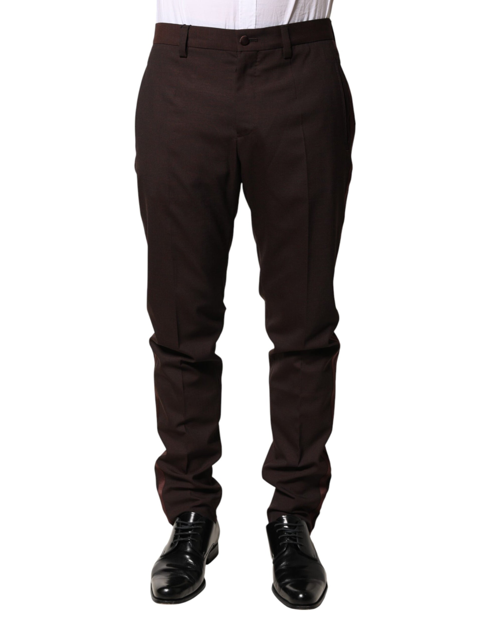 Brown Polyester Men Dress Trousers Pants