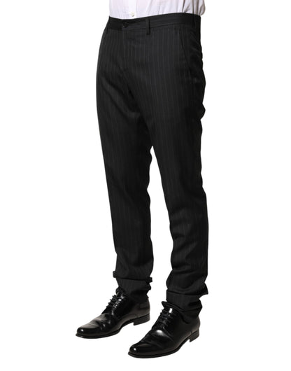 Black Stripes Wool Men Dress Trousers Pants