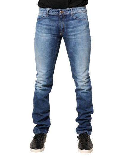Blue Washed Mid Waist Skinny Denim Trouser Jeans