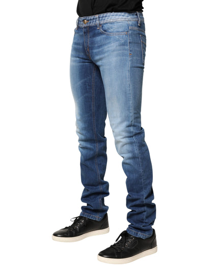 Blue Washed Mid Waist Skinny Denim Trouser Jeans