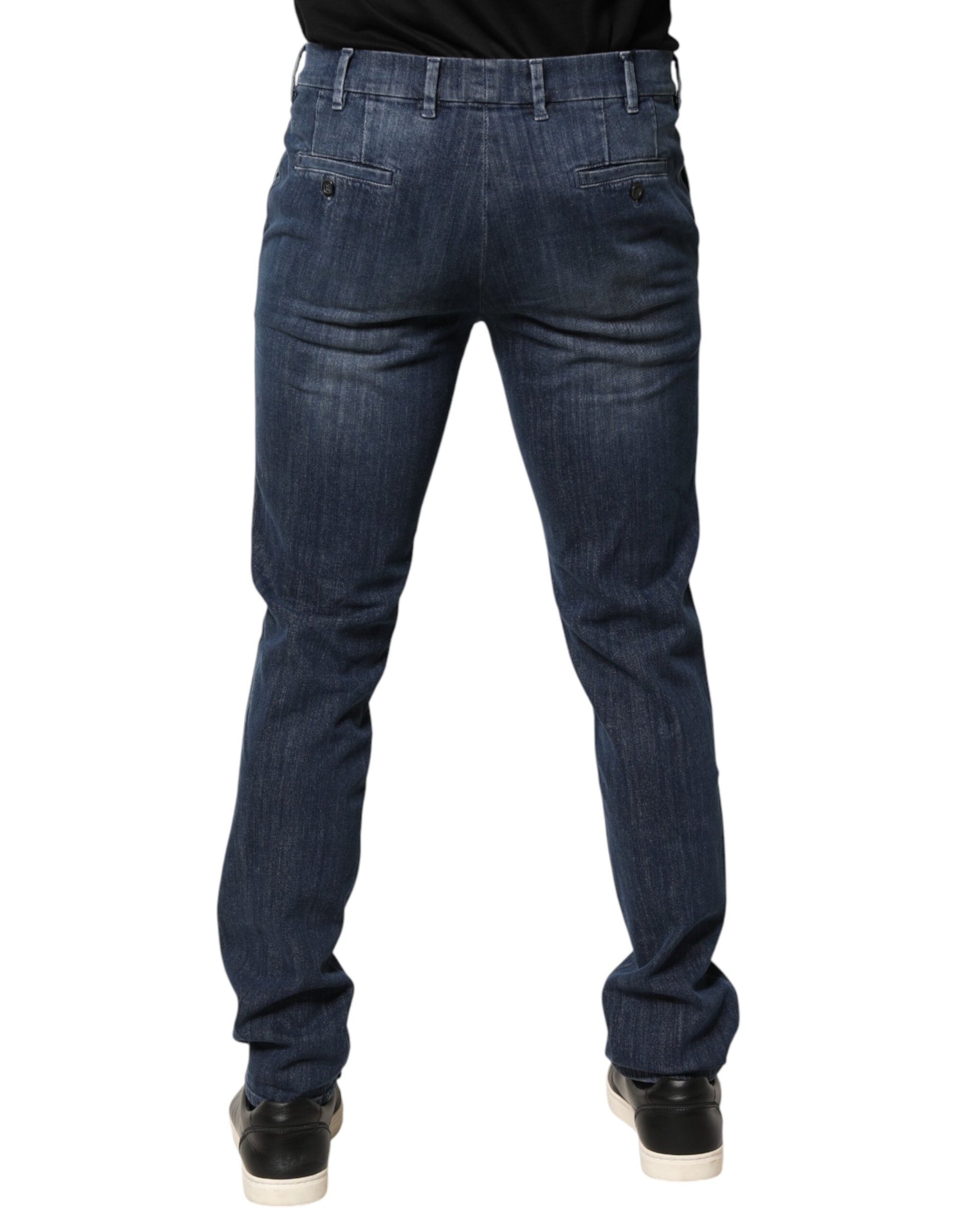 Dark Blue Mid Waist Skinny Fit Men Denim Trouser Jeans