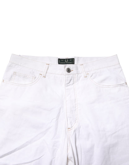 White Cotton Mid Waist Straight Men Denim Jeans