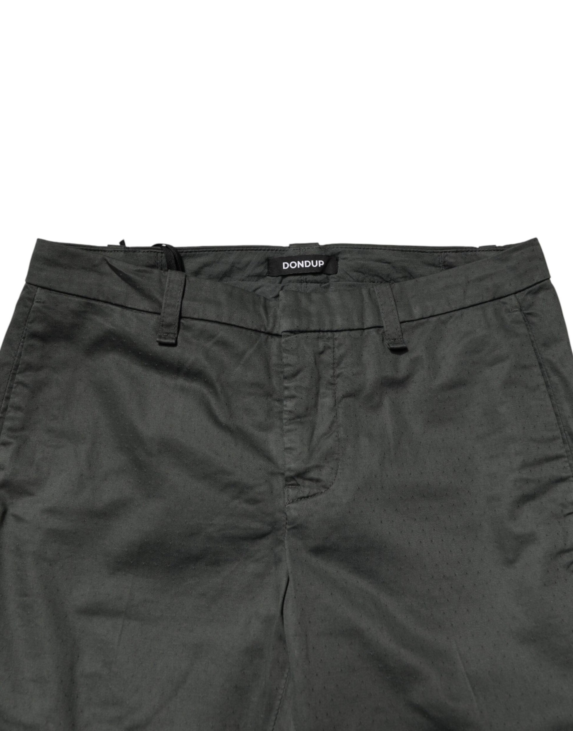 Dark Gray Cotton Mid Waist Skinny Men Chino Trouser Pants