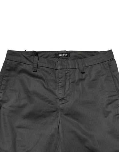 Dark Gray Cotton Mid Waist Skinny Men Chino Trouser Pants