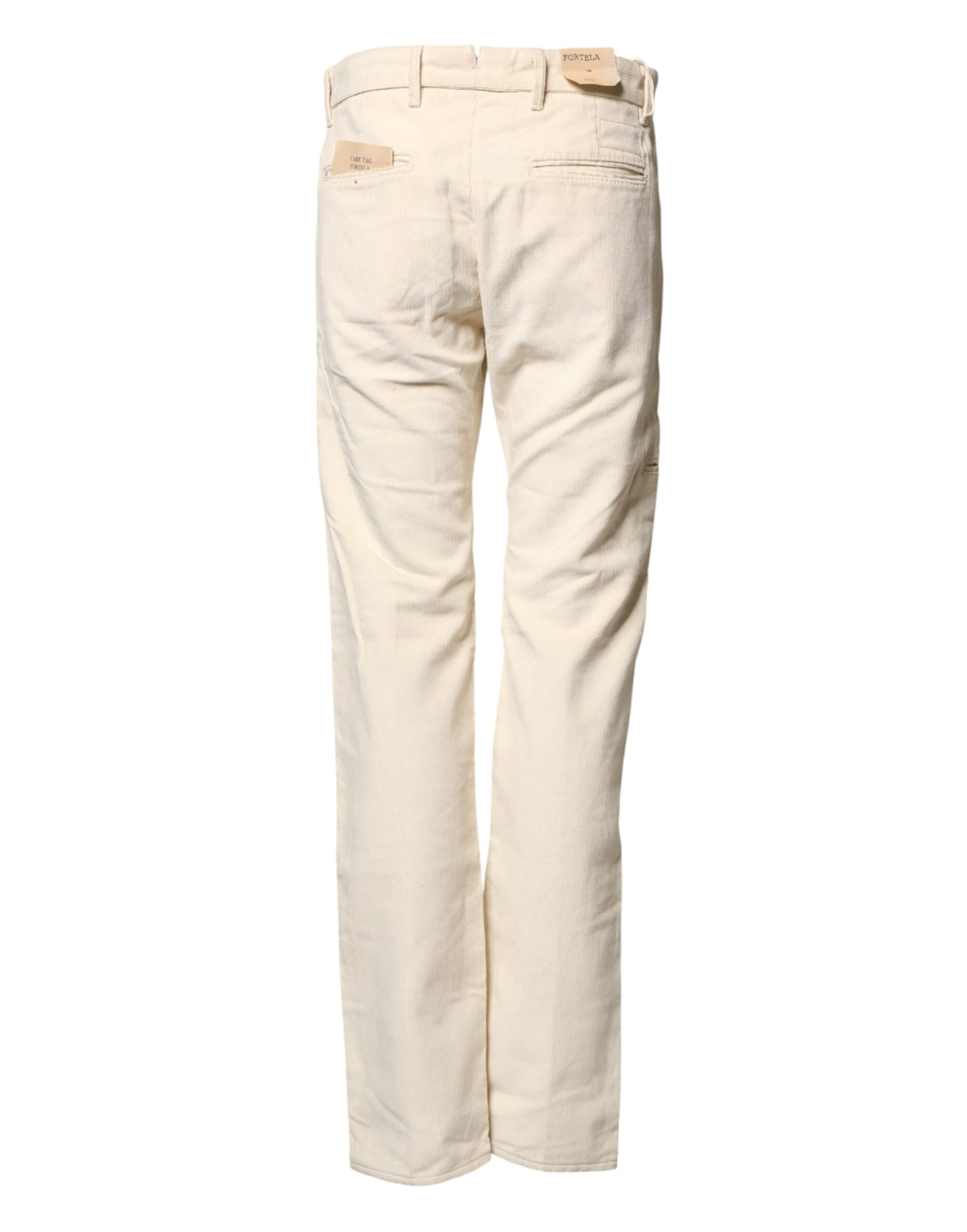 Off White Cotton Straight Men Corduroy Chino Trouser Pants