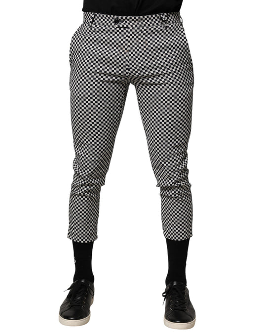 Black White Checkered Men Cropped Pants
