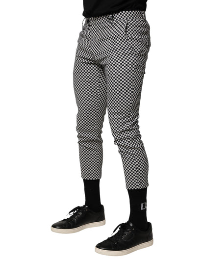 Black White Checkered Men Cropped Pants