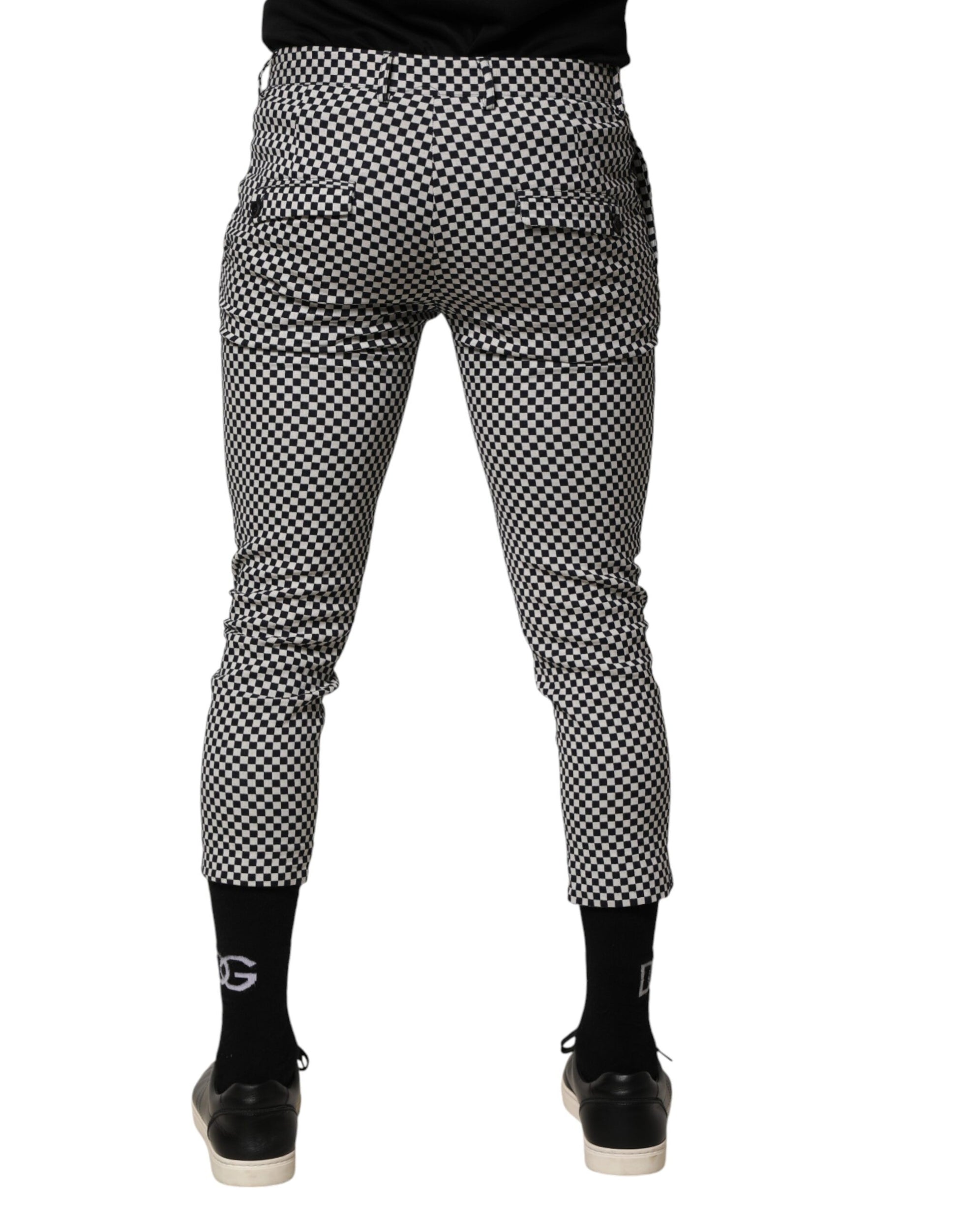 Black White Checkered Men Cropped Pants