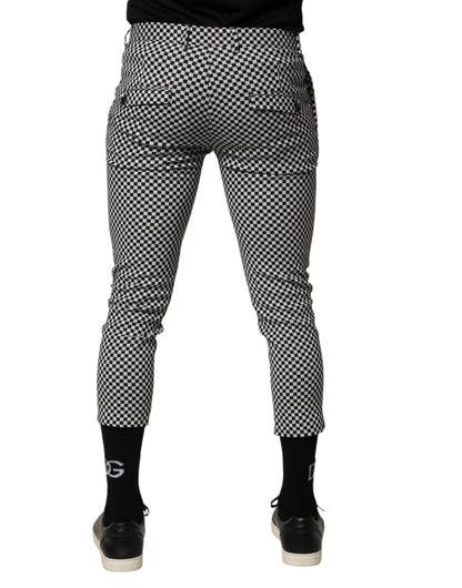 Black White Checkered Men Cropped Pants