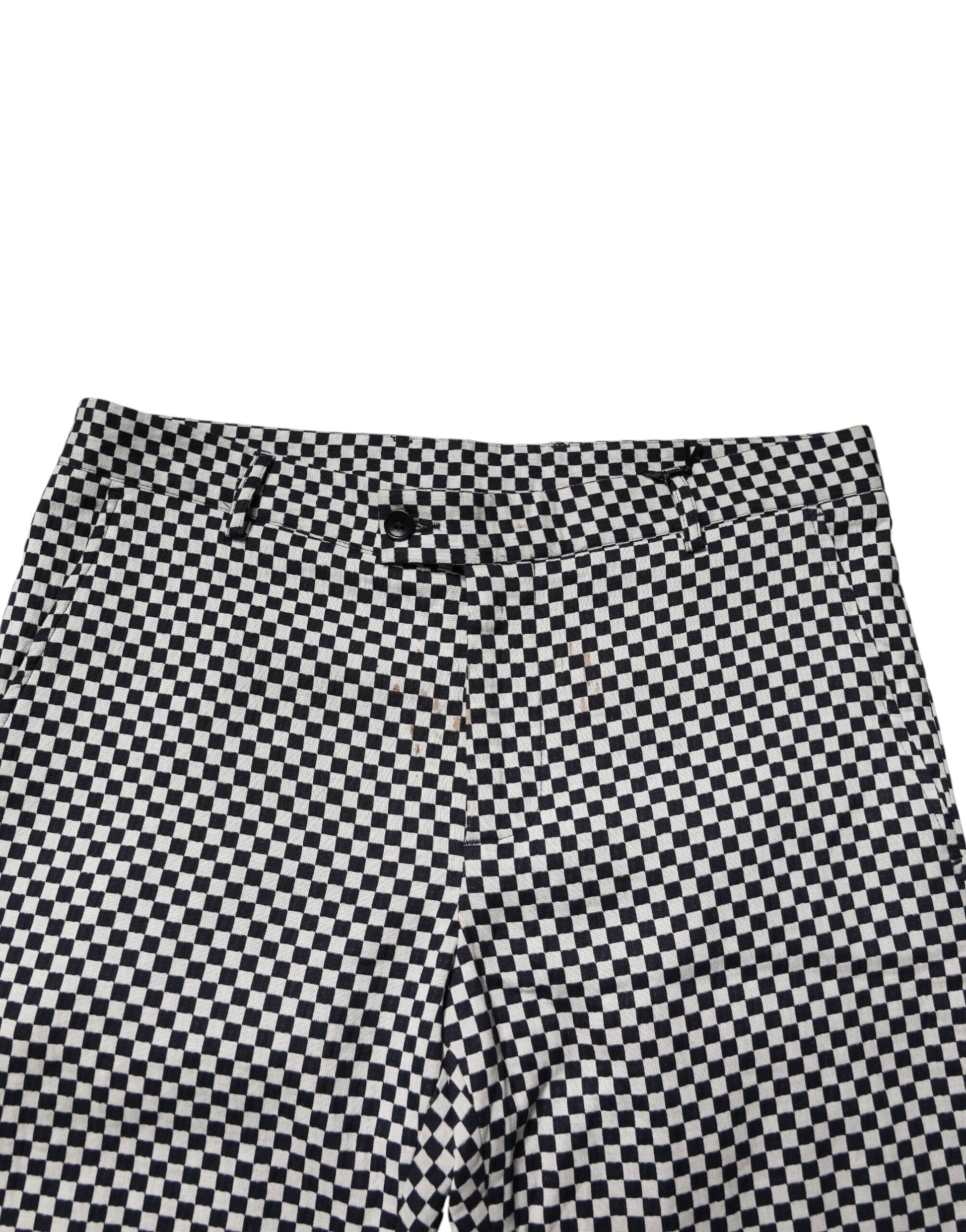 Black White Checkered Men Cropped Pants