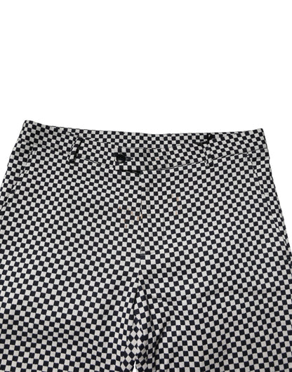 Black White Checkered Men Cropped Pants