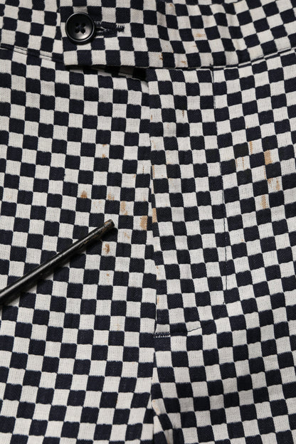 Black White Checkered Men Cropped Pants