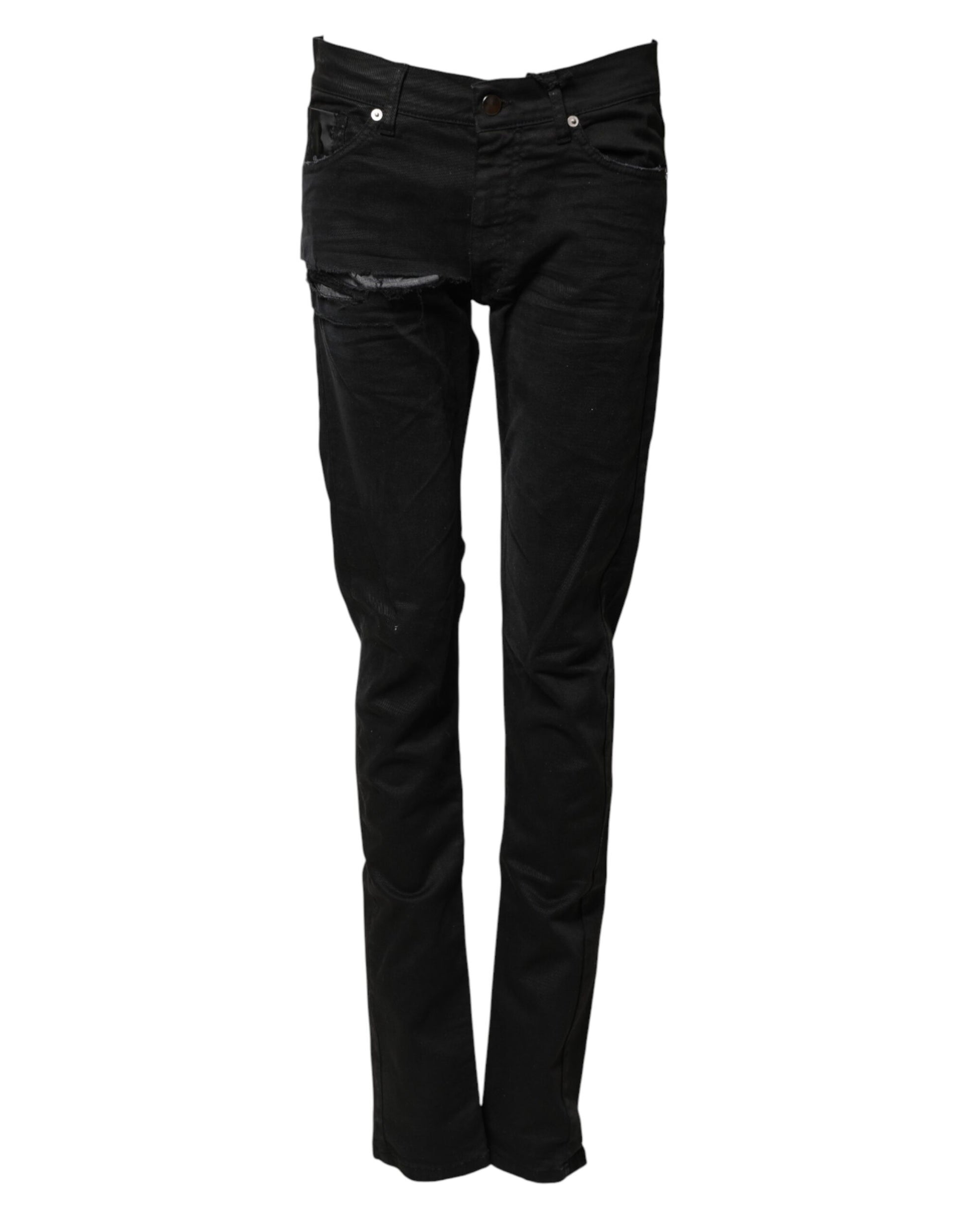 Black Tattered Men Skinny Denim Trouser Jeans