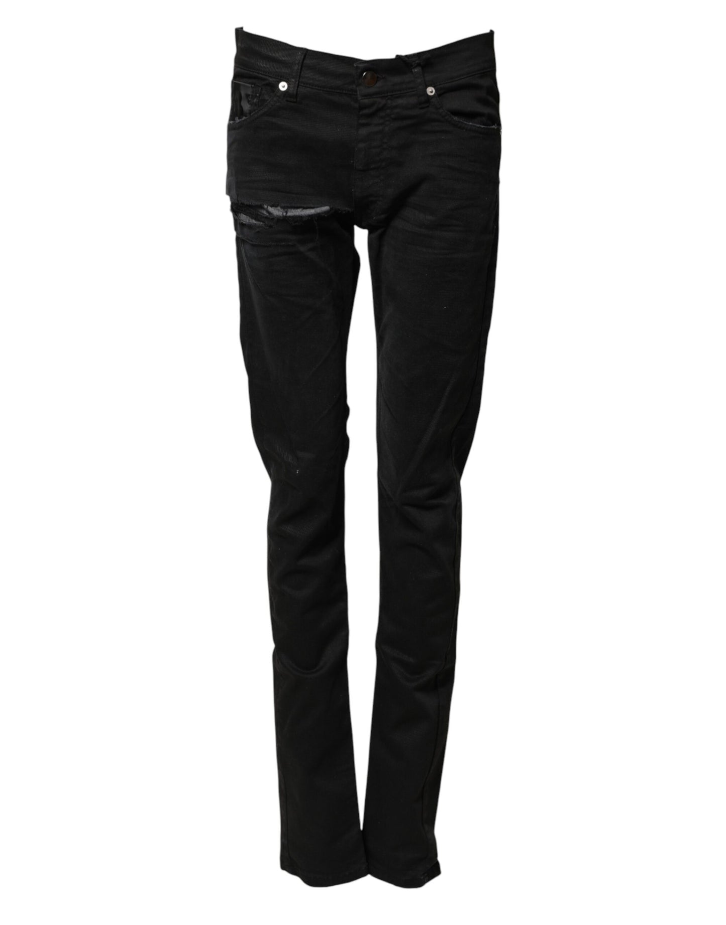 Black Tattered Men Skinny Denim Trouser Jeans