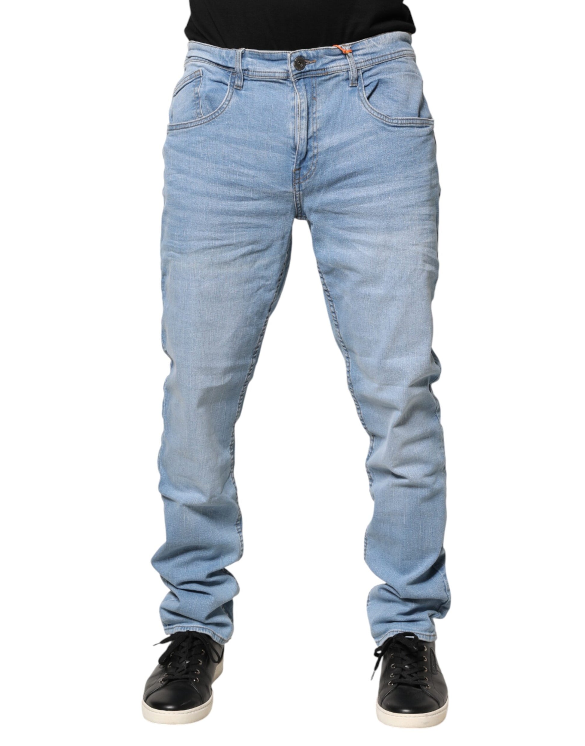 Light Blue Twister Mid Waist Skinny Fit Men Denim Jeans