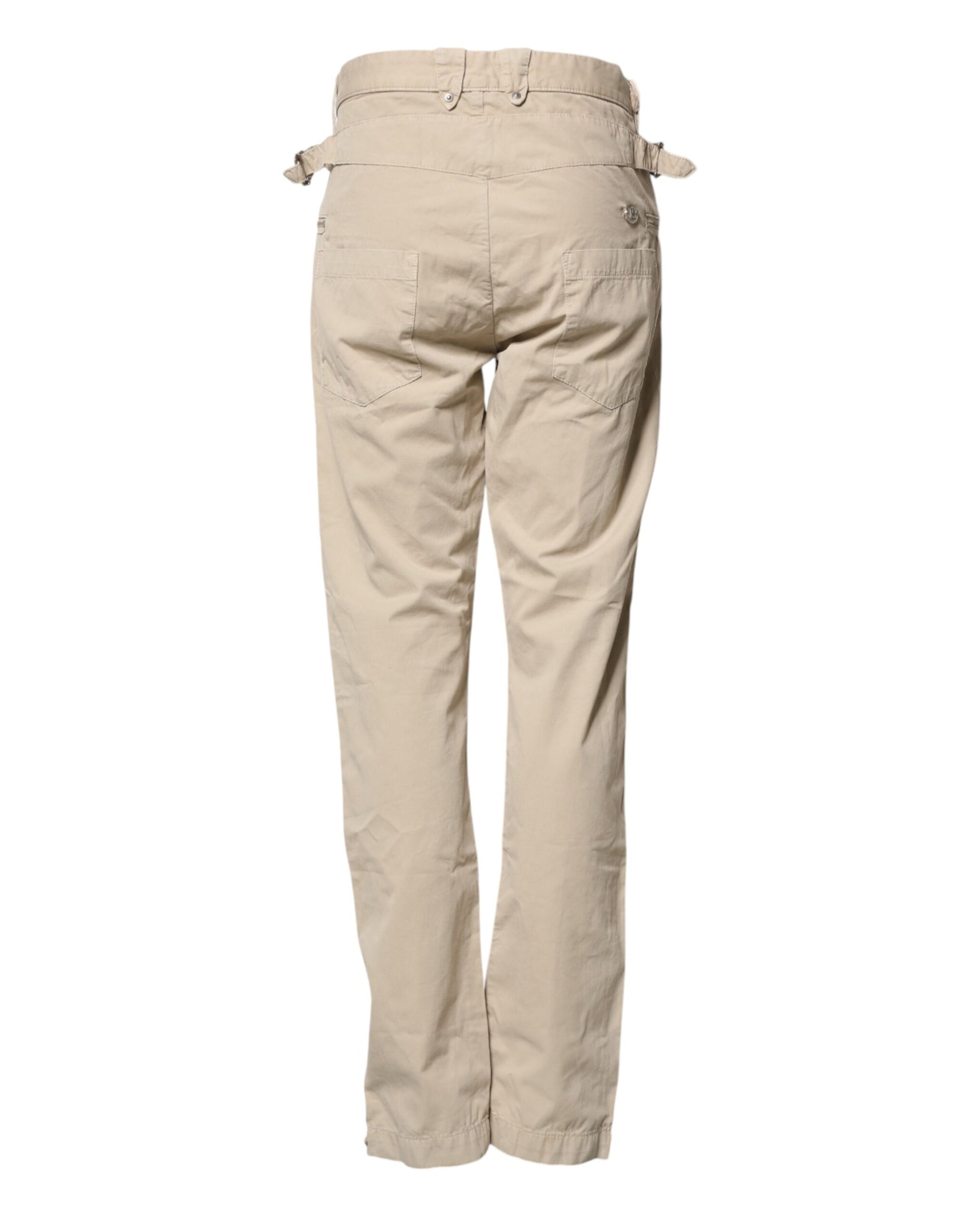 Beige Cotton Mid Waist Straight Men Denim Jeans