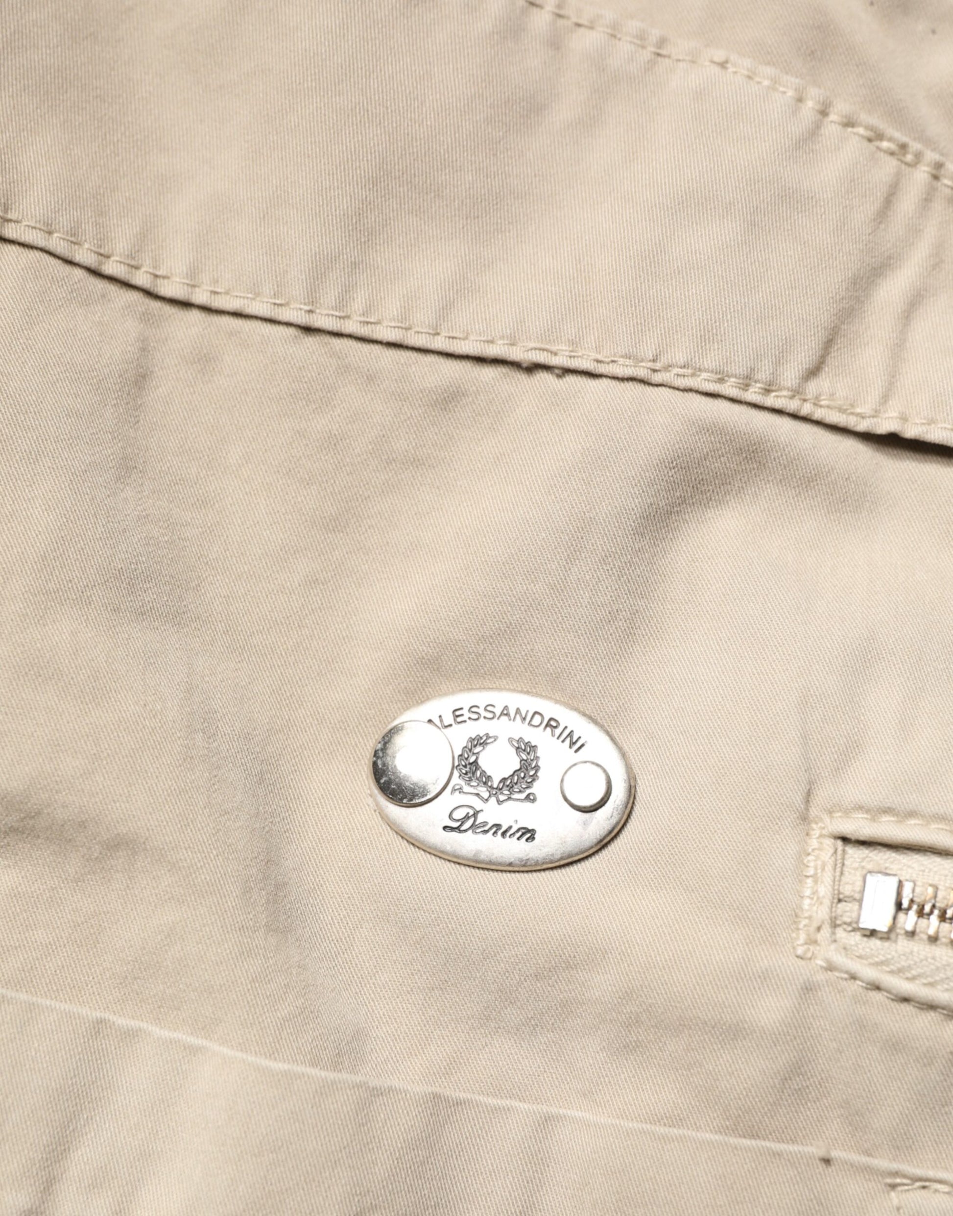 Beige Cotton Mid Waist Straight Men Denim Jeans