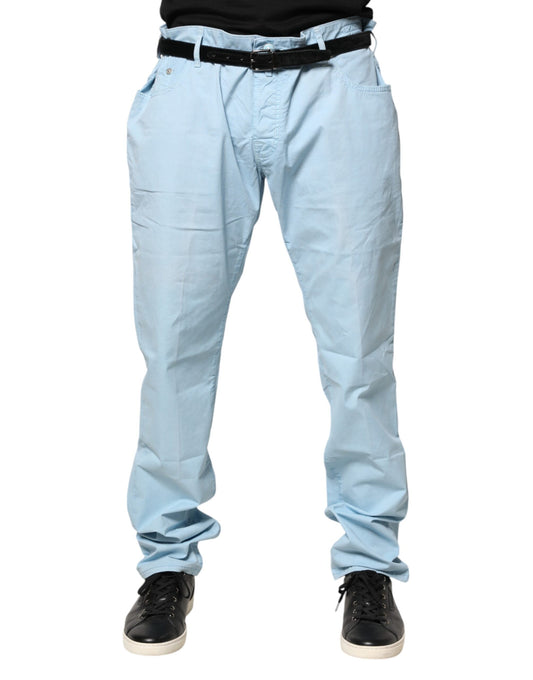 Light Blue Cotton Straight Fit Men Denim Jeans
