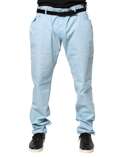 Light Blue Cotton Straight Fit Men Denim Jeans