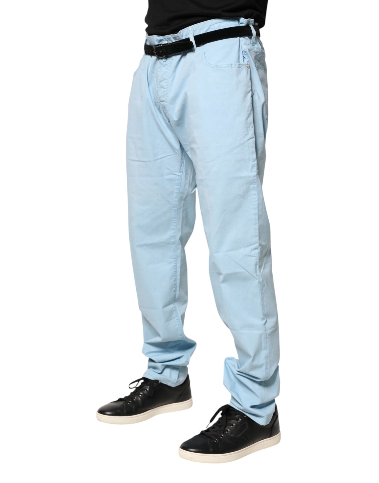 Light Blue Cotton Straight Fit Men Denim Jeans