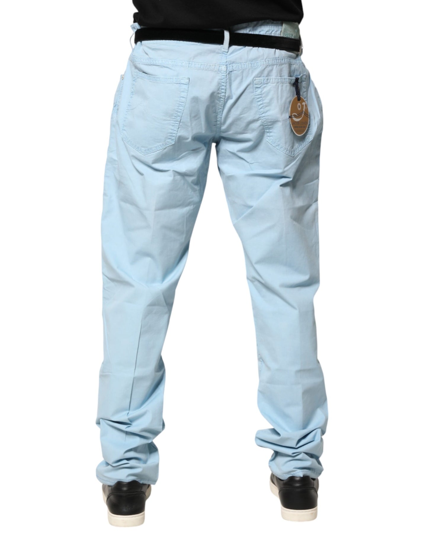 Light Blue Cotton Straight Fit Men Denim Jeans