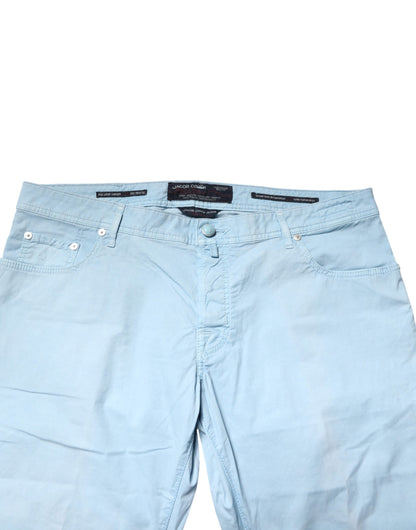 Light Blue Cotton Straight Fit Men Denim Jeans