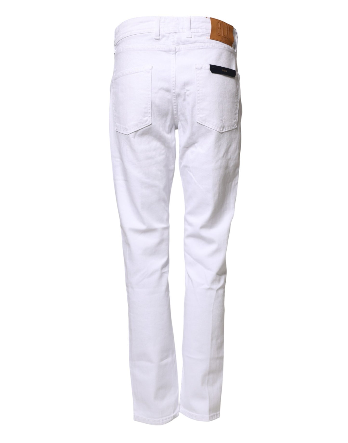 White Cotton Straight Fit Men Denim Trouser Jeans