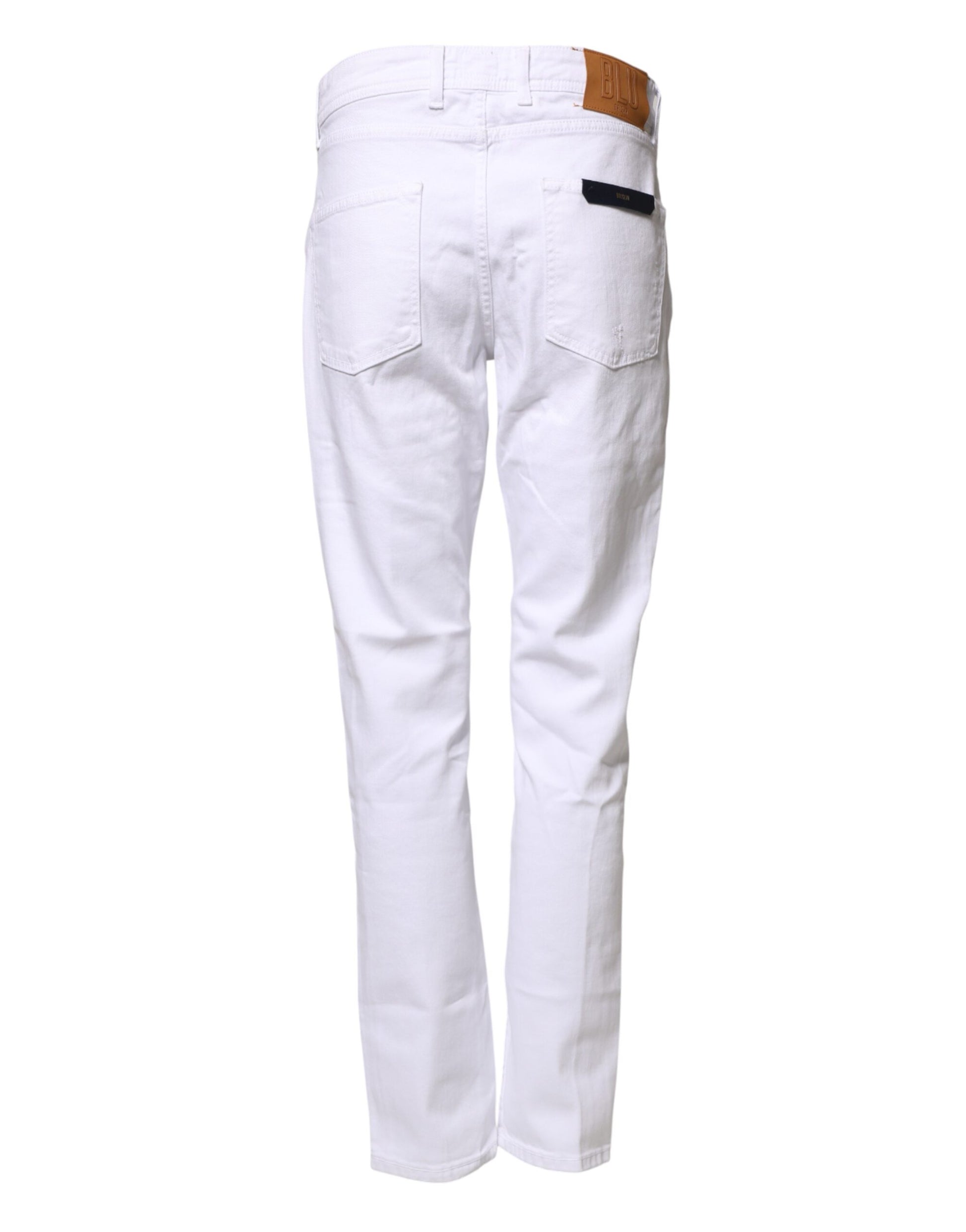 White Cotton Straight Fit Men Denim Trouser Jeans