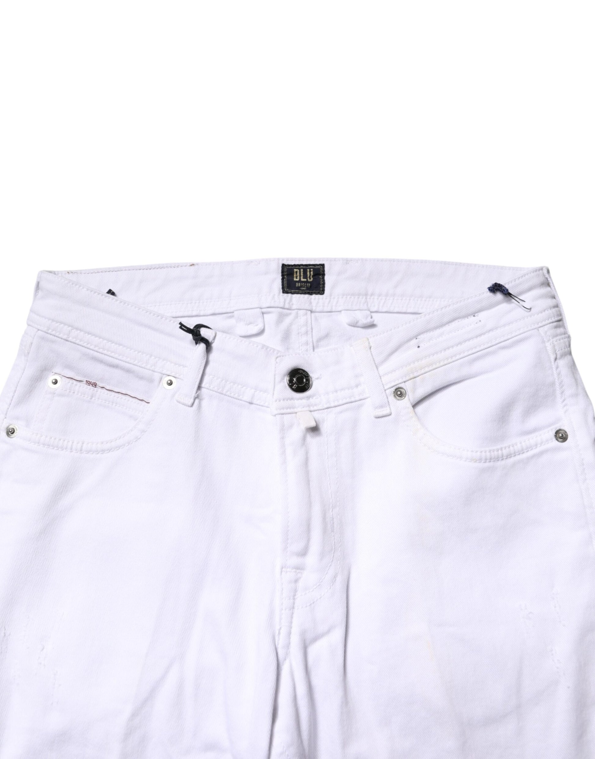 White Cotton Straight Fit Men Denim Trouser Jeans