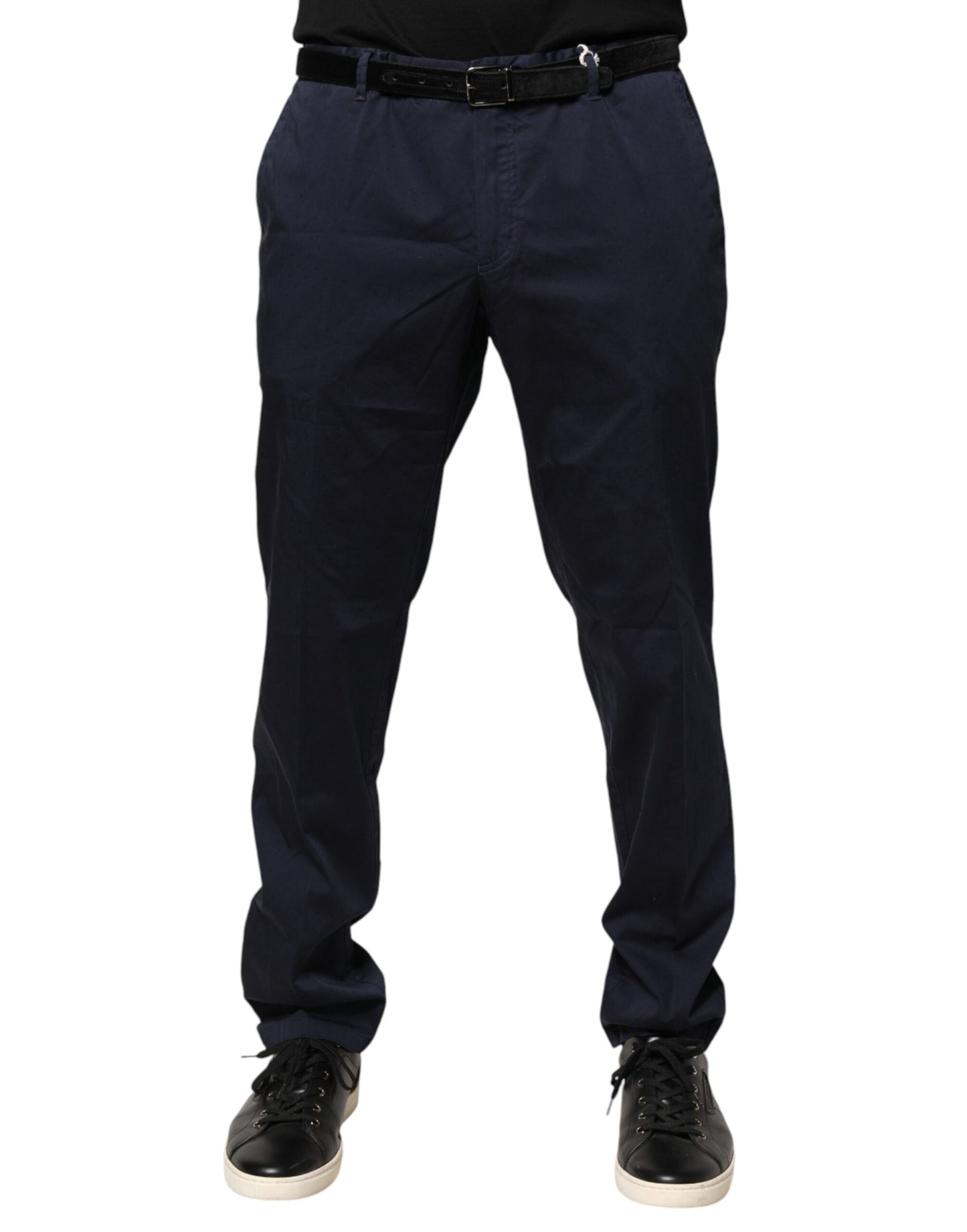 Navy Blue Skinny Chino Mid Waist Men Pants