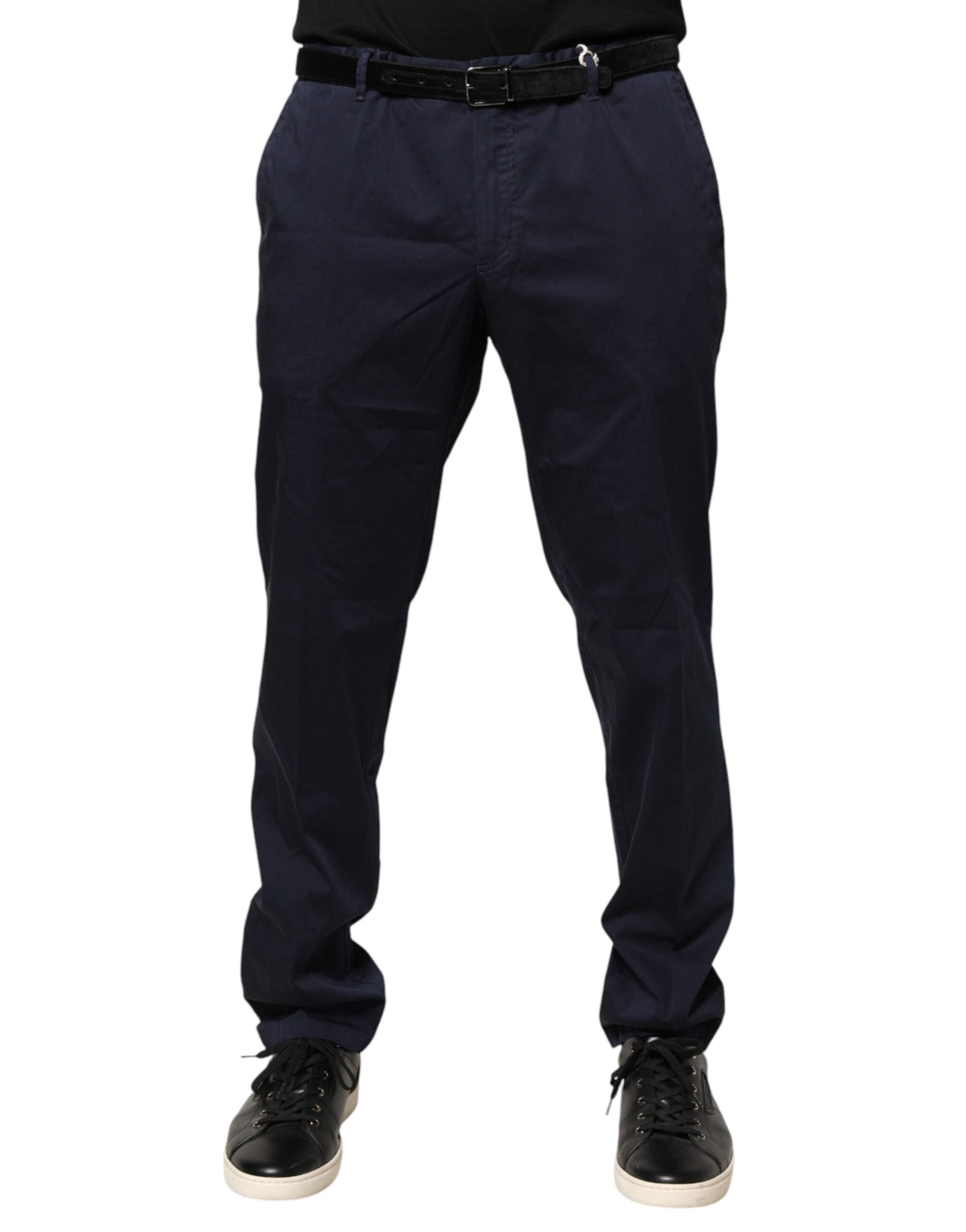 Navy Blue Skinny Chino Mid Waist Men Pants
