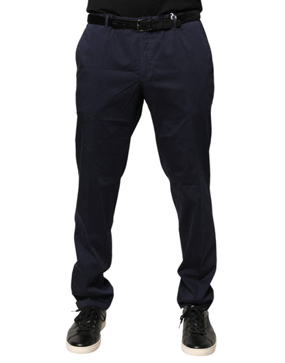 Navy Blue Skinny Chino Mid Waist Men Pants