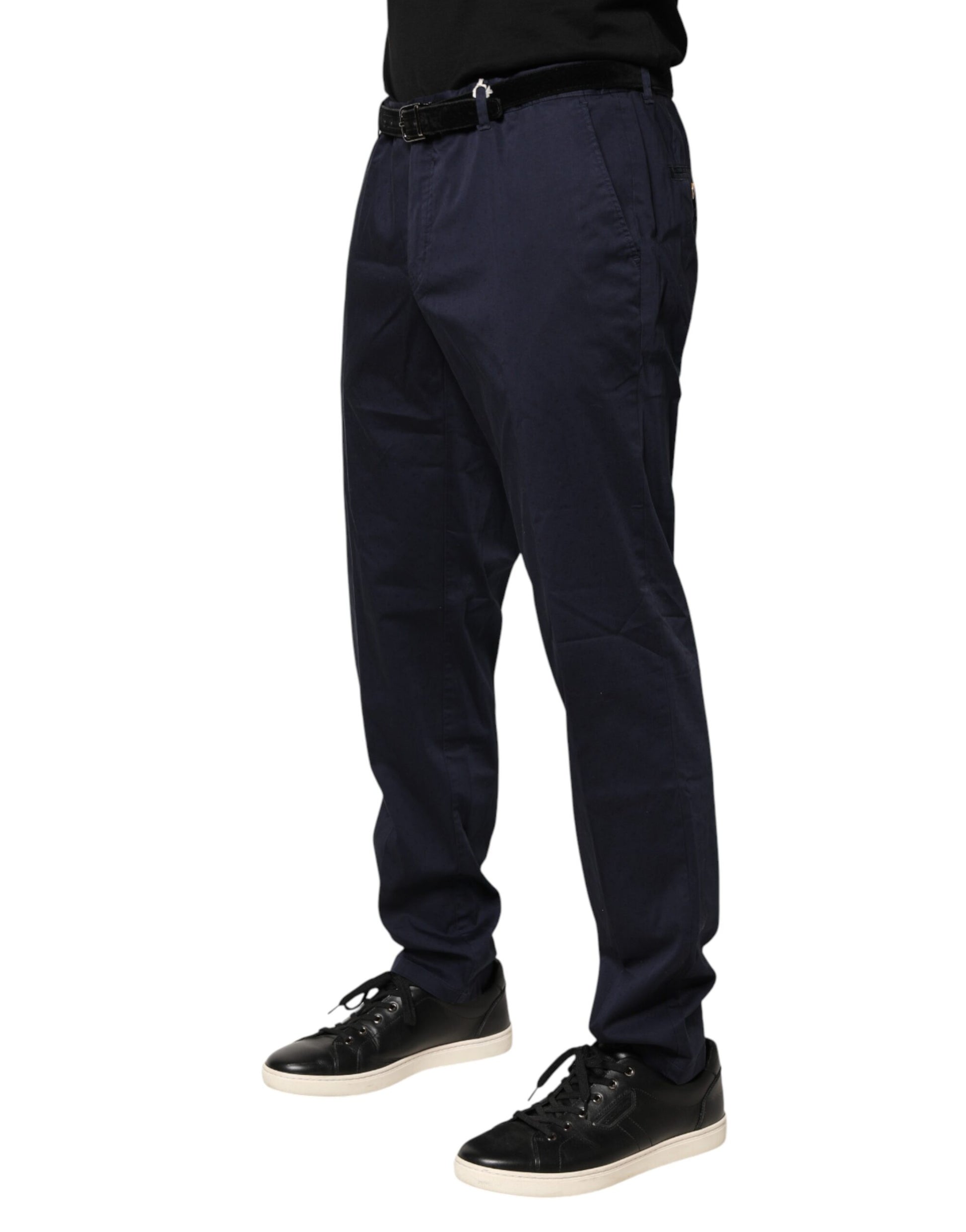 Navy Blue Skinny Chino Mid Waist Men Pants