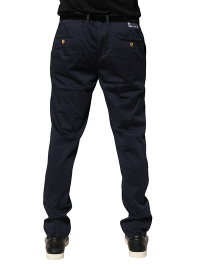 Navy Blue Skinny Chino Mid Waist Men Pants