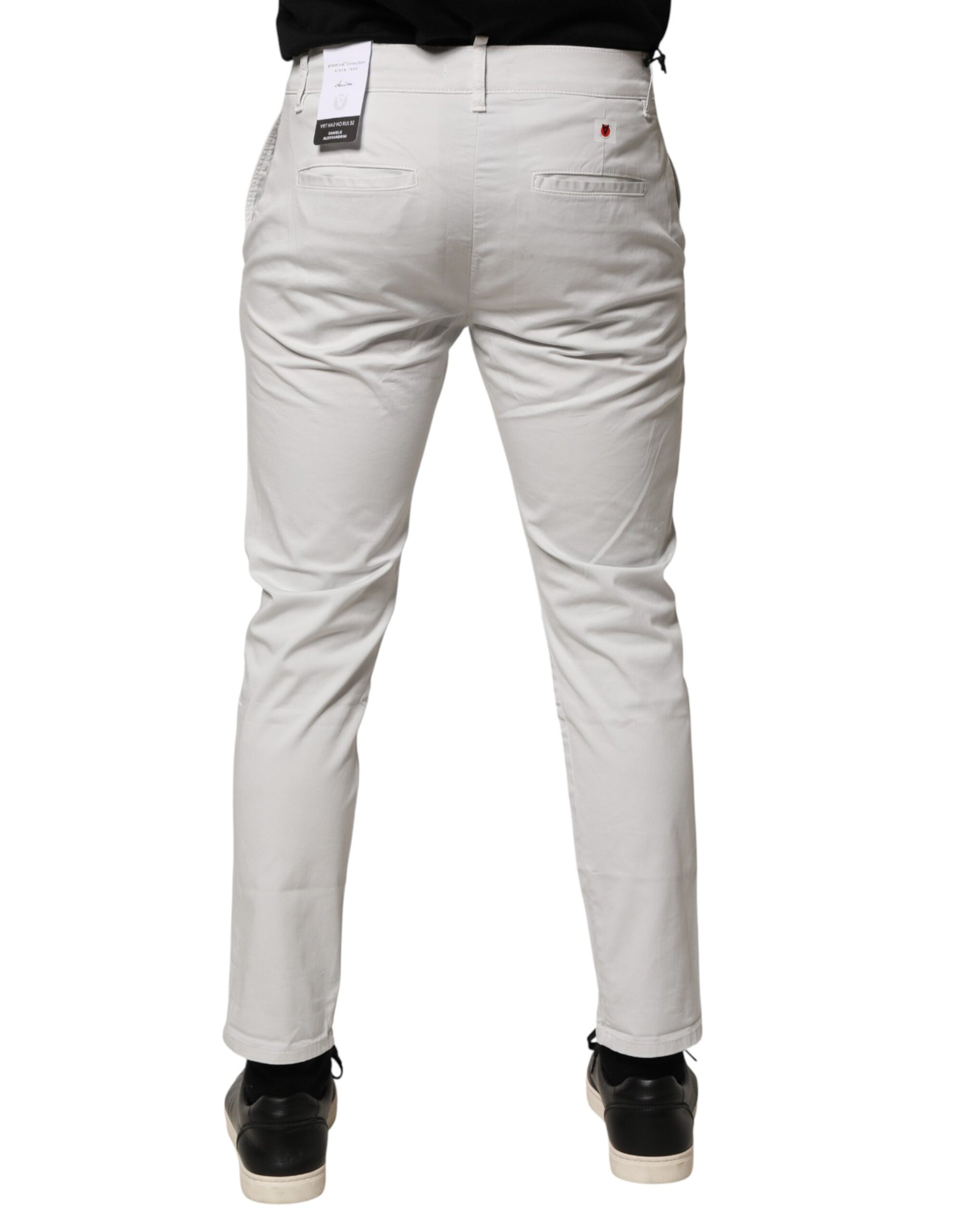 White Cotton Mid Waist Skinny Men Denim Jeans