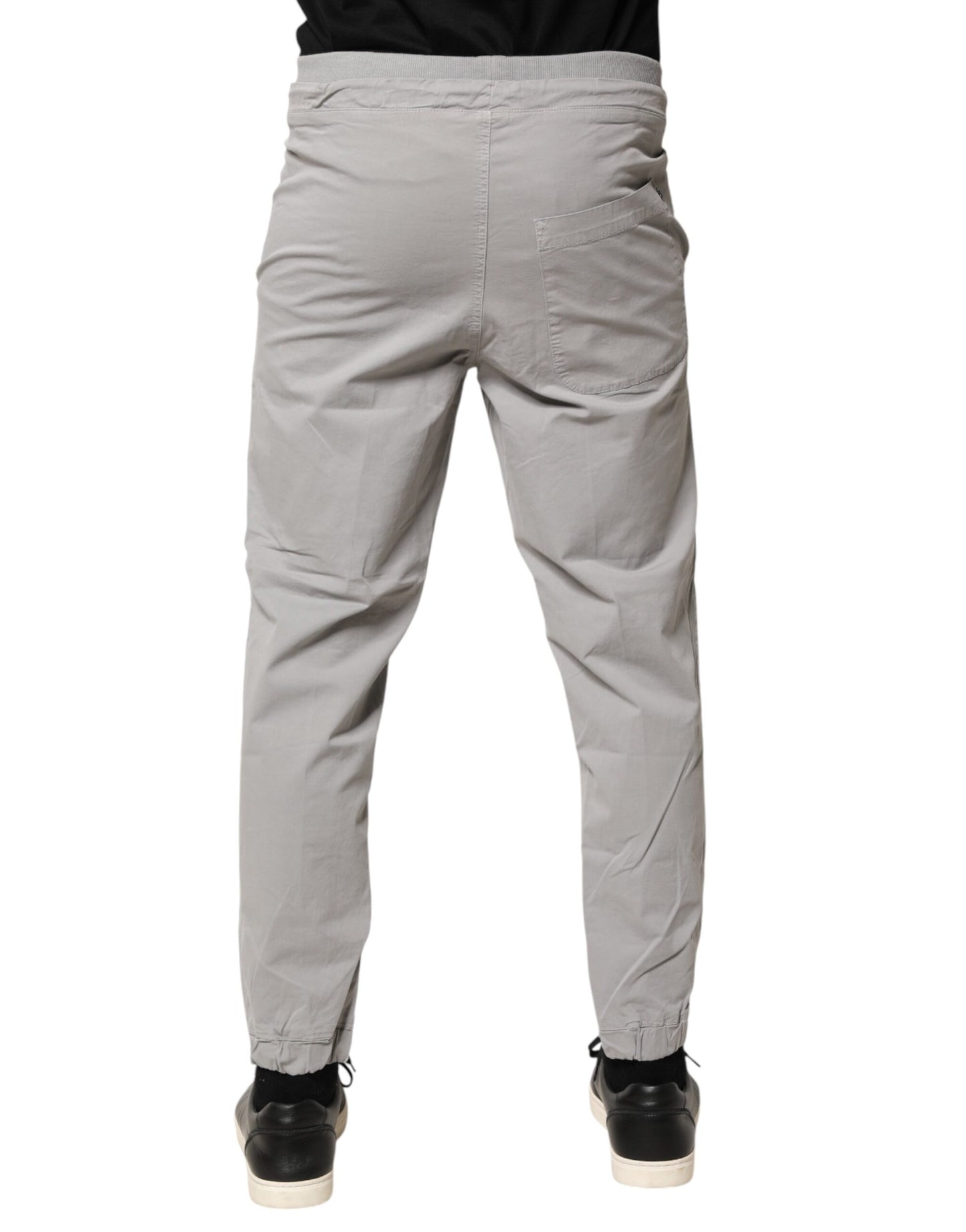 Light Gray Cotton Mid Waist Skinny Men Jogger Trouser Pants