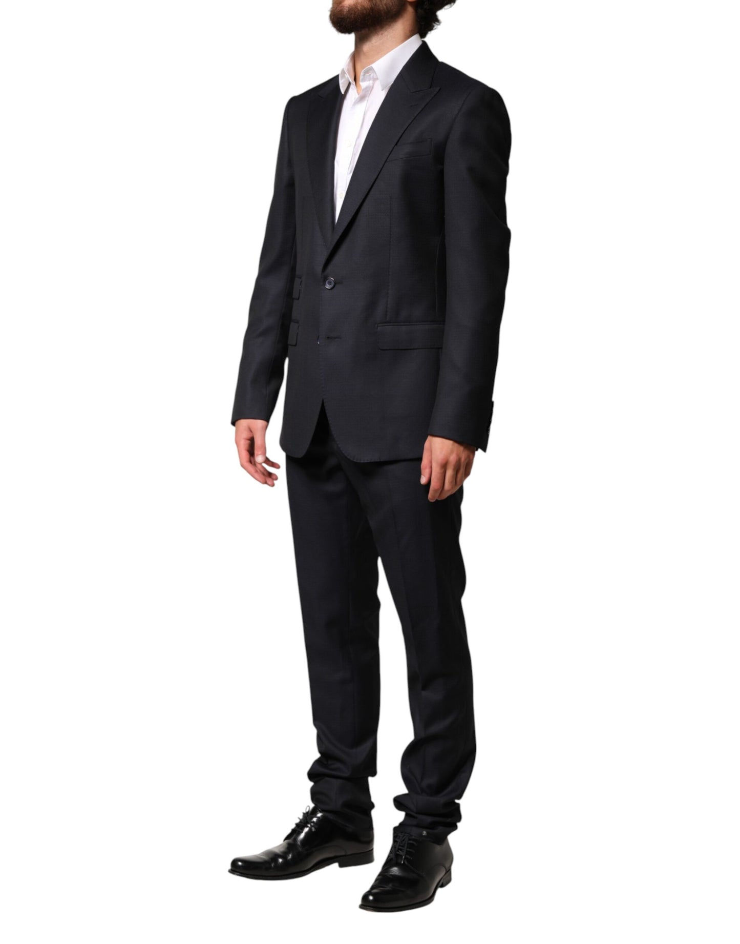 Black Wool Single Breasted Men 2 Piece Suit