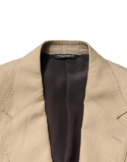 Beige Linen Single Breasted 2 Piece Suit