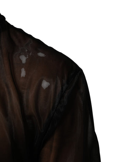 Black Sheer Long Sleeves Turtleneck Top