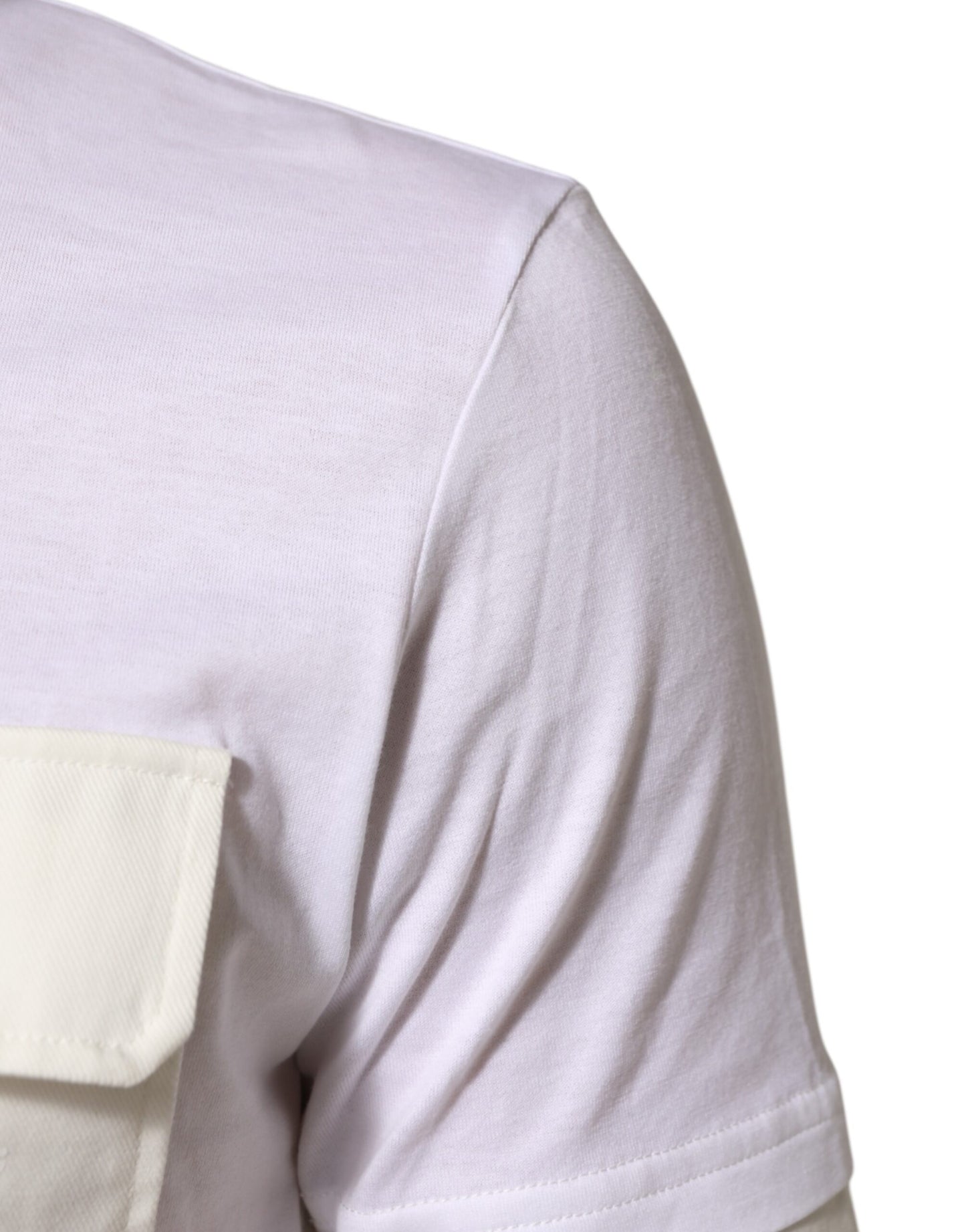 White Cotton Pocket Short Sleeves T-shirt