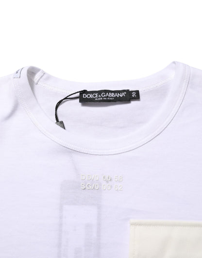 White Cotton Pocket Short Sleeves T-shirt